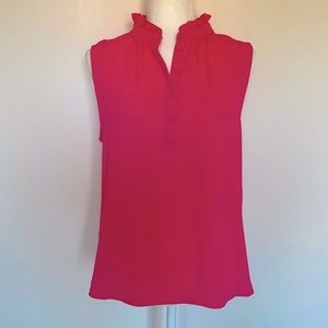 Jcrew Pink Ruffle Neck Blouse Small
